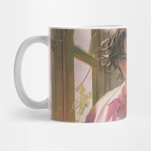 Retro Anime Boy Cute Pink Jacket Japanese Manga Vintage Mug